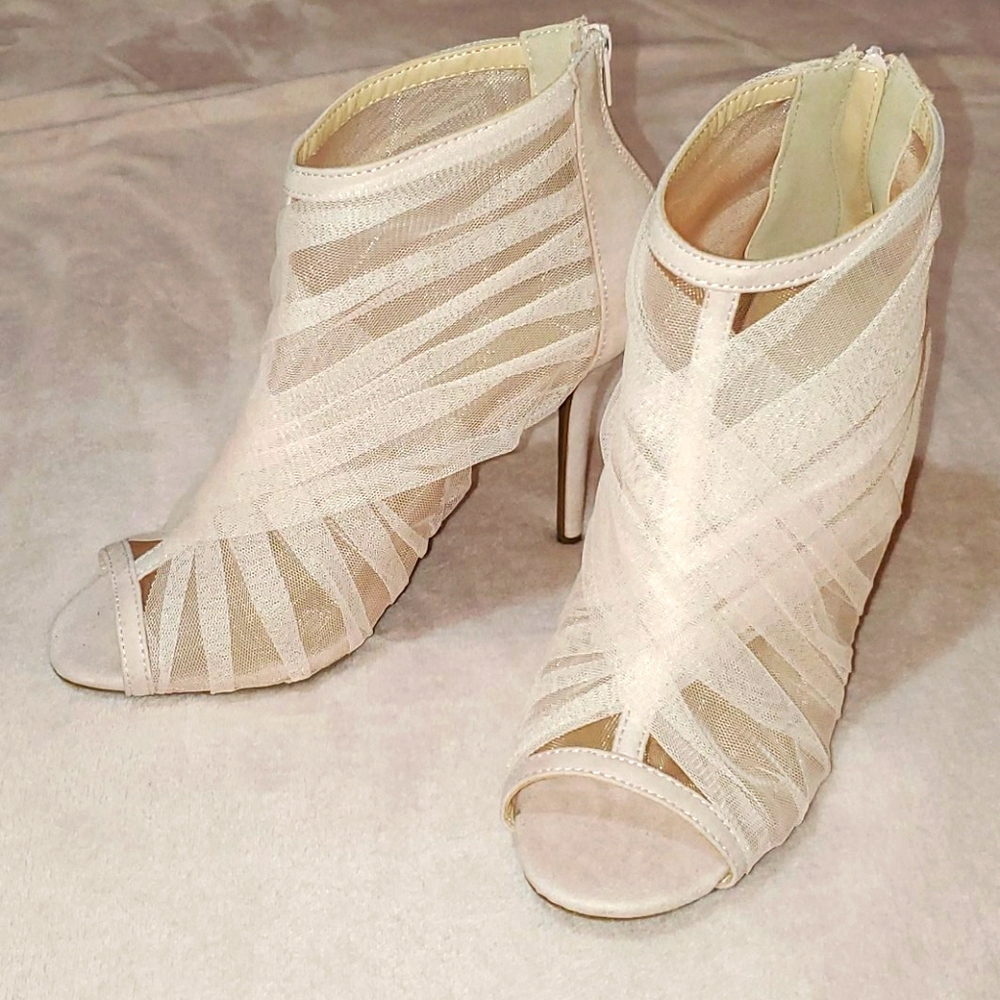 Mesh Peep-Toe Heels